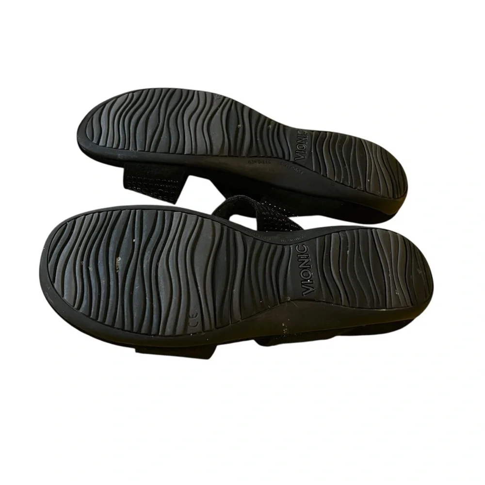 vionic samoa black leather slide adjustable sandals orthaheel comfort 9 - Picture 4 of 4